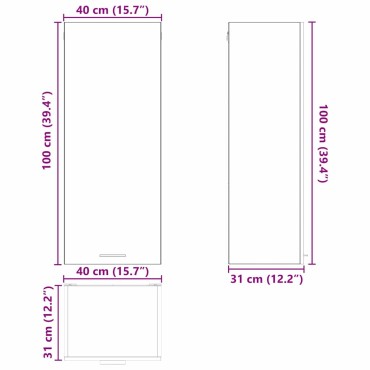 vidaXL Κρεμαστό ντουλάπι Γκρίζο Σονομα 40x31x100cm
