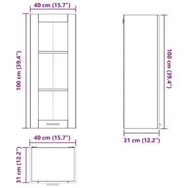 vidaXL Κρεμαστό ντουλάπι Καπνιστό Δρύς 40x31x100cm