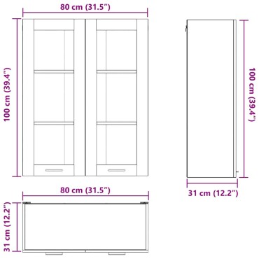 vidaXL Κρεμαστό ντουλάπι Καπνιστό Δρύς 80x31x100cm