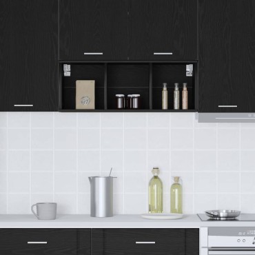 vidaXL Κρεμαστό ντουλάπι Μαύρη Οξυά 30x29,5x80cm