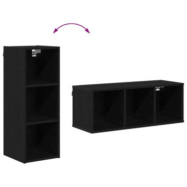 vidaXL Κρεμαστό ντουλάπι Μαύρη Οξυά 30x29,5x80cm