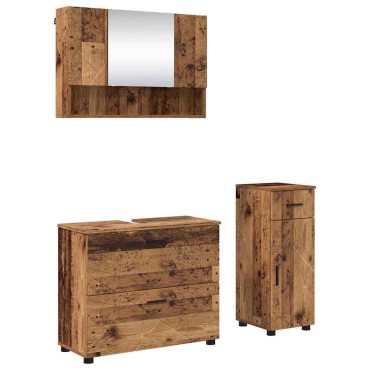 vidaXL Σετ Επίπλων Μπάνιου 3 τεμ. Παλιό Ξύλο 76,5x35x64 εκ