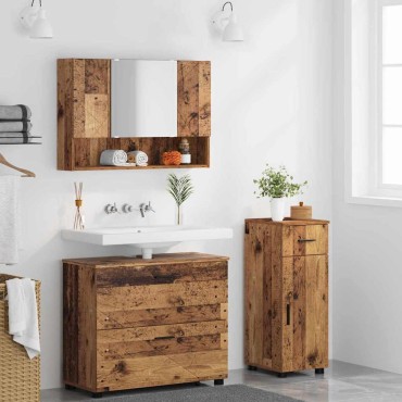 vidaXL Σετ Επίπλων Μπάνιου 3 τεμ. Παλιό Ξύλο 76,5x35x64 εκ