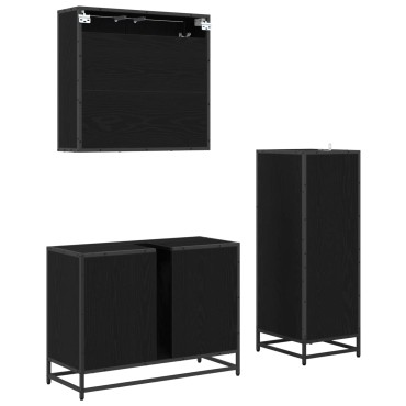 vidaXL Σετ Επίπλων Μπάνιου 3 τεμ. Μαύρη Οξυά 80x33x60 εκ