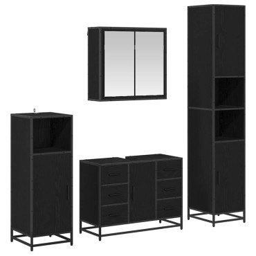 vidaXL Σετ Επίπλων Μπάνιου 4 τεμ. Μαύρη Οξυά 80x33x60 εκ