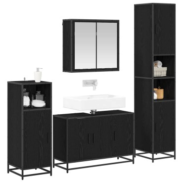 vidaXL Σετ Επίπλων Μπάνιου 4 τεμ. Μαύρη Οξυά 90x33x60cm