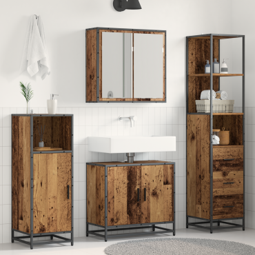 vidaXL Σετ Επίπλων Μπάνιου 3 τεμ. Παλιό Ξύλο 65x33x60 εκ