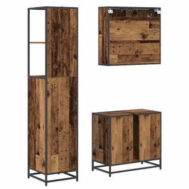 vidaXL Σετ Επίπλων Μπάνιου 3 τεμ. Παλιό Ξύλο 65x33x60 εκ