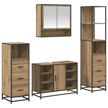 vidaXL Σετ Επίπλων Μπάνιου 4 τεμ. Artisan Oak 80x33x60 εκ
