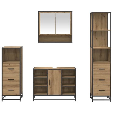 vidaXL Σετ Επίπλων Μπάνιου 4 τεμ. Artisan Oak 80x33x60 εκ
