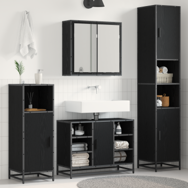 vidaXL Σετ Επίπλων Μπάνιου 4 τεμ. Μαύρη Οξυά 80x33x60 εκ