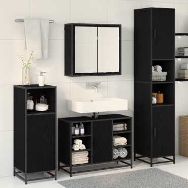 vidaXL Σετ Επίπλων Μπάνιου 4 τεμ. Μαύρη Οξυά 80x33x60 εκ