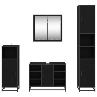 vidaXL Σετ Επίπλων Μπάνιου 4 τεμ. Μαύρη Οξυά 80x33x60 εκ