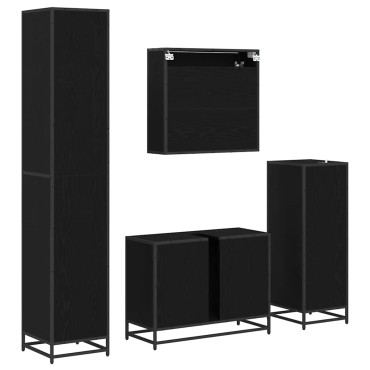 vidaXL Σετ Επίπλων Μπάνιου 4 τεμ. Μαύρη Οξυά 80x33x60 εκ