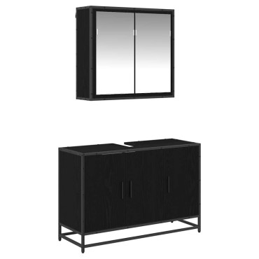 vidaXL Σετ Επίπλων Μπάνιου 2 τεμ. Μαύρη Οξυά 90x33x60cm