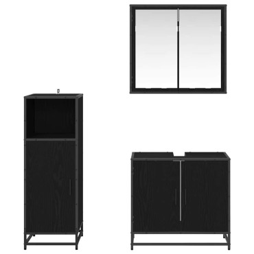 vidaXL Σετ Επίπλων Μπάνιου 3 τεμ. Μαύρη Οξυά 60x33x60 εκ