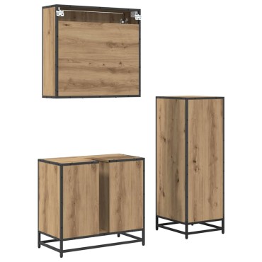 vidaXL Σετ Επίπλων Μπάνιου 3 τεμ. Artisan Oak Επεξεργασμένο Ξύλο