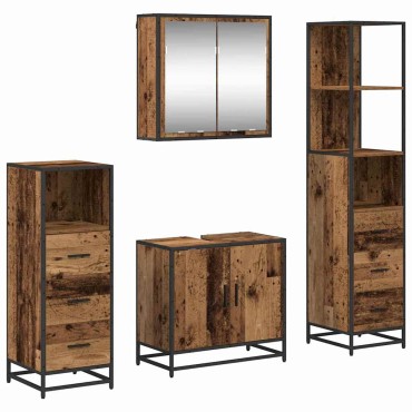 vidaXL Σετ Επίπλων Μπάνιου 4 τεμ. Παλιό Ξύλο 65x33x60 εκ