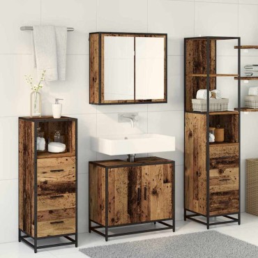 vidaXL Σετ Επίπλων Μπάνιου 4 τεμ. Παλιό Ξύλο 65x33x60 εκ