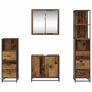 vidaXL Σετ Επίπλων Μπάνιου 4 τεμ. Παλιό Ξύλο 65x33x60 εκ