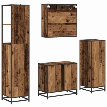 vidaXL Σετ Επίπλων Μπάνιου 4 τεμ. Παλιό Ξύλο 65x33x60 εκ