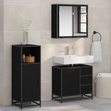 vidaXL Σετ Επίπλων Μπάνιου 3 τεμ. Μαύρη Οξυά 65x33x60 εκ
