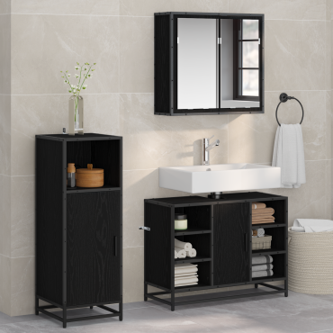 vidaXL Σετ Επίπλων Μπάνιου 3 τεμ. Μαύρη Οξυά 80x33x60 εκ