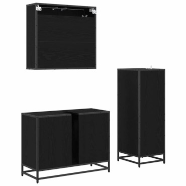 vidaXL Σετ Επίπλων Μπάνιου 3 τεμ. Μαύρη Οξυά 80x33x60 εκ