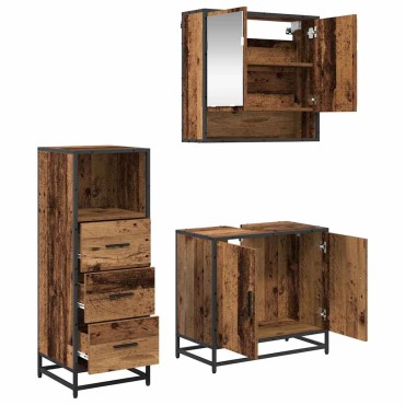vidaXL Σετ Επίπλων Μπάνιου 3 τεμ. Παλιό Ξύλο 65x33x60 εκ