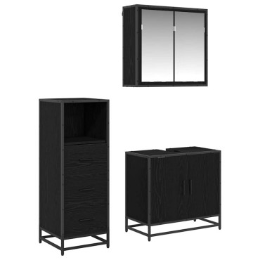 vidaXL Σετ Επίπλων Μπάνιου 3 τεμ. Μαύρη Οξυά 65x33x60 εκ