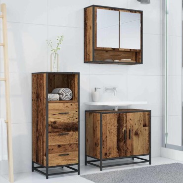vidaXL Σετ Επίπλων Μπάνιου 3 τεμ. Παλιό Ξύλο 65x33x60 εκ