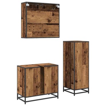 vidaXL Σετ Επίπλων Μπάνιου 3 τεμ. Παλιό Ξύλο 65x33x60 εκ