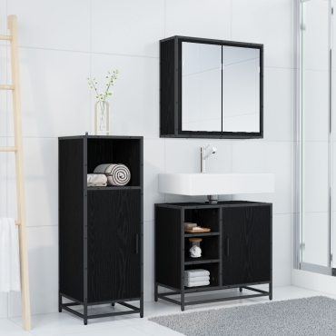 vidaXL Σετ Επίπλων Μπάνιου 3 τεμ. Μαύρη Οξυά 65x33x60 εκ