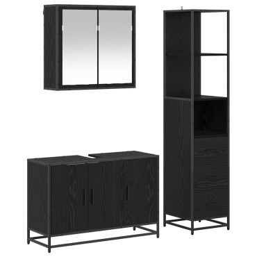 vidaXL Σετ Επίπλων Μπάνιου 3 τεμ. Μαύρη Οξυά 90x33x60cm