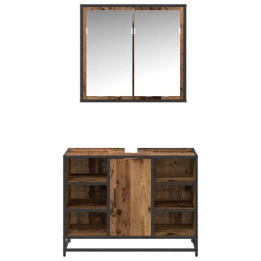 vidaXL Σετ Επίπλων Μπάνιου 2 τεμ. Παλιό Ξύλο 80x33x60 εκ