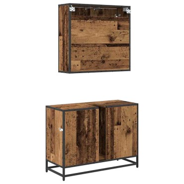 vidaXL Σετ Επίπλων Μπάνιου 2 τεμ. Παλιό Ξύλο 80x33x60 εκ