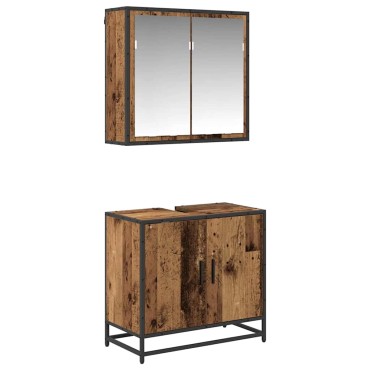 vidaXL Σετ Επίπλων Μπάνιου 2 τεμ. Παλιό Ξύλο 65x33x60 εκ