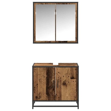vidaXL Σετ Επίπλων Μπάνιου 2 τεμ. Παλιό Ξύλο 65x33x60 εκ