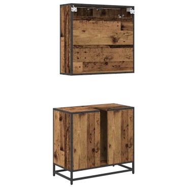 vidaXL Σετ Επίπλων Μπάνιου 2 τεμ. Παλιό Ξύλο 65x33x60 εκ