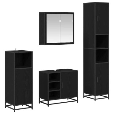 vidaXL Σετ Επίπλων Μπάνιου 4 τεμ. Μαύρη Οξυά 65x33x60 εκ