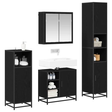 vidaXL Σετ Επίπλων Μπάνιου 4 τεμ. Μαύρη Οξυά 65x33x60 εκ