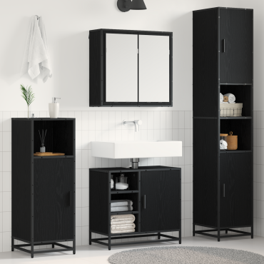 vidaXL Σετ Επίπλων Μπάνιου 4 τεμ. Μαύρη Οξυά 65x33x60 εκ