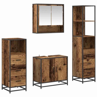 vidaXL Σετ Επίπλων Μπάνιου 4 τεμ. Παλιό Ξύλο 65x33x60 εκ