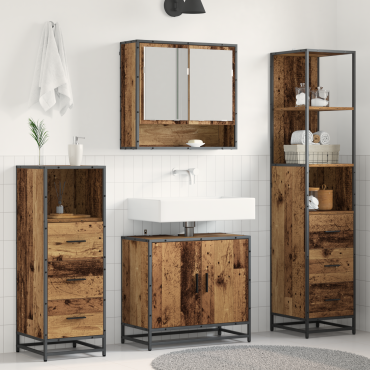 vidaXL Σετ Επίπλων Μπάνιου 4 τεμ. Παλιό Ξύλο 65x33x60 εκ