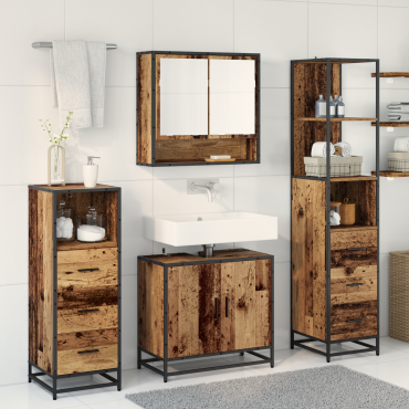 vidaXL Σετ Επίπλων Μπάνιου 4 τεμ. Παλιό Ξύλο 65x33x60 εκ