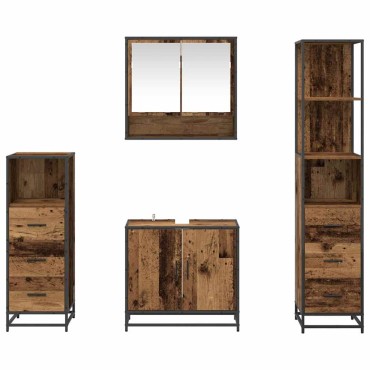 vidaXL Σετ Επίπλων Μπάνιου 4 τεμ. Παλιό Ξύλο 65x33x60 εκ