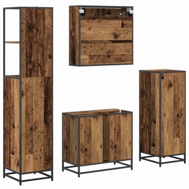 vidaXL Σετ Επίπλων Μπάνιου 4 τεμ. Παλιό Ξύλο 65x33x60 εκ