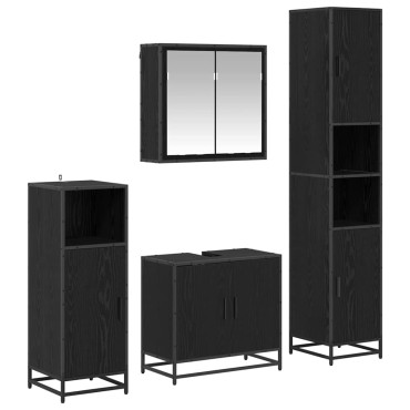 vidaXL Σετ Επίπλων Μπάνιου 4 τεμ. Μαύρη Οξυά 65x33x60 εκ