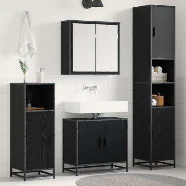 vidaXL Σετ Επίπλων Μπάνιου 4 τεμ. Μαύρη Οξυά 65x33x60 εκ