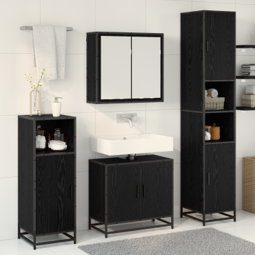 vidaXL Σετ Επίπλων Μπάνιου 4 τεμ. Μαύρη Οξυά 65x33x60 εκ